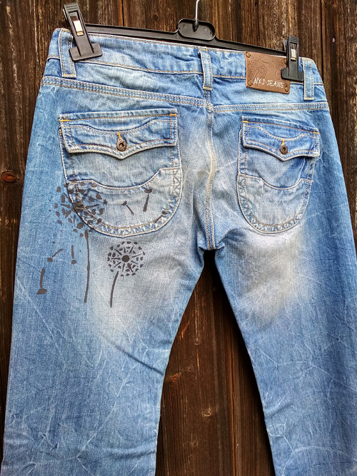 Jeans denim - pampelišky black — foto 2