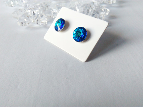 Ocelové náušnice- Swarovski Bermuda Blue 8mm — foto 2