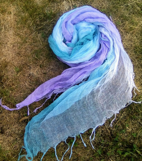 Fáčový šáteček modro-zeleno-fialový — foto 2