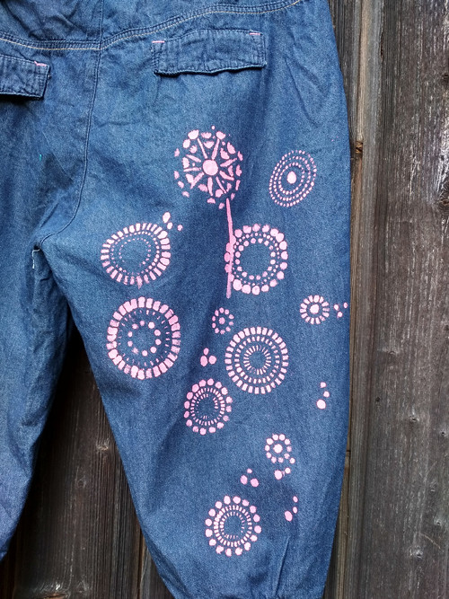 Harémky denim -pampelišky pink — foto 4