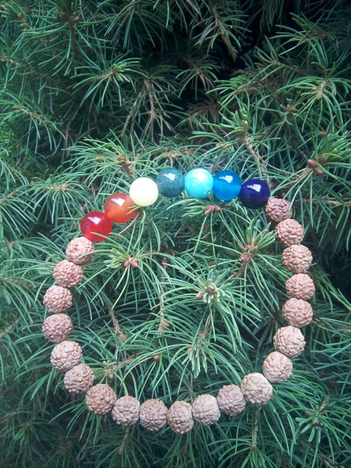 Náramek rudraksha, acháty, amazonit a nefrit — foto 3