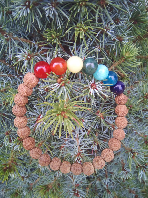 Náramek rudraksha, acháty, amazonit a nefrit — foto 4