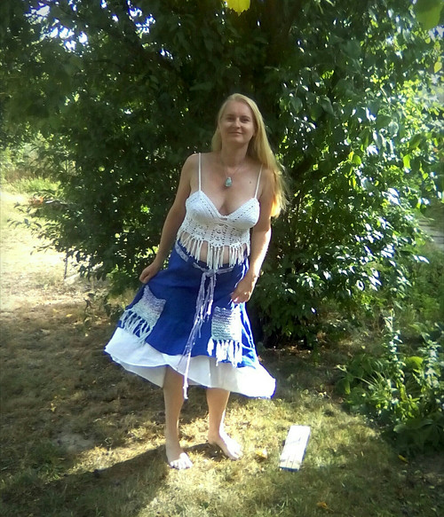 Lněná boho sukně — foto 3