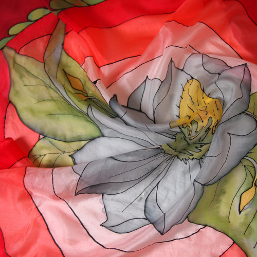 Dotyk květinou - hedvábný šátek, 74x74 cm — foto 6