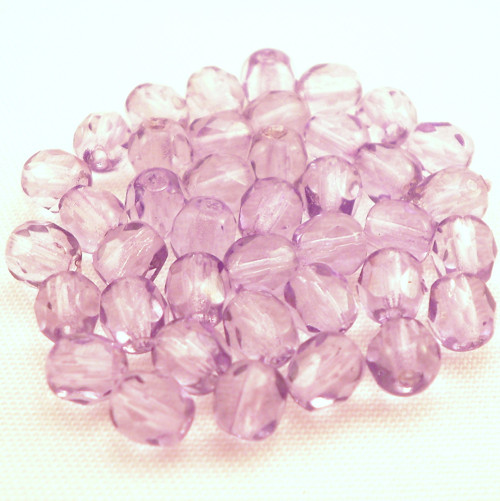 60ks České broušené ohňovky 6mm Light Amethyst — foto 2