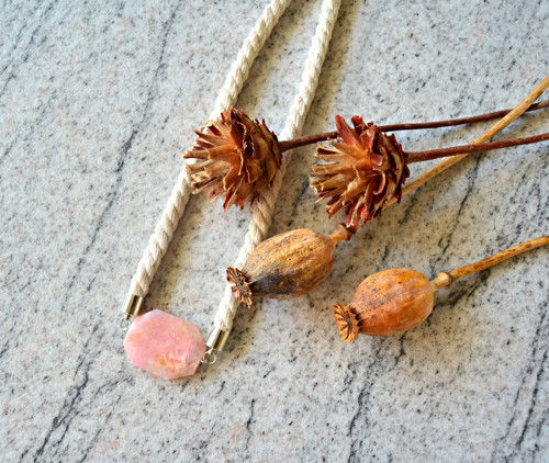 Náhrdelník Silver Thin Rope Pink Opal — foto 2