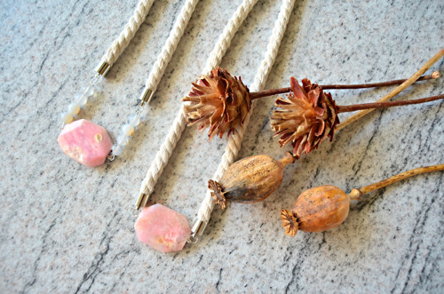 Náhrdelník Silver Thin Rope Pink Opal — foto 3