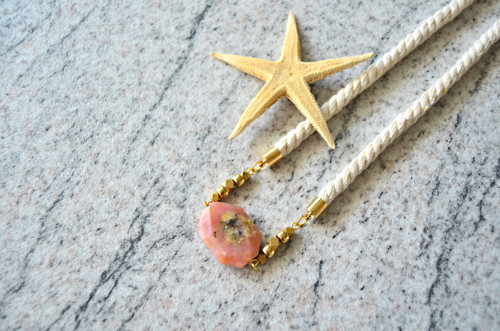 Náhrdelník Gold Beads Mini Pink Opal — foto 2