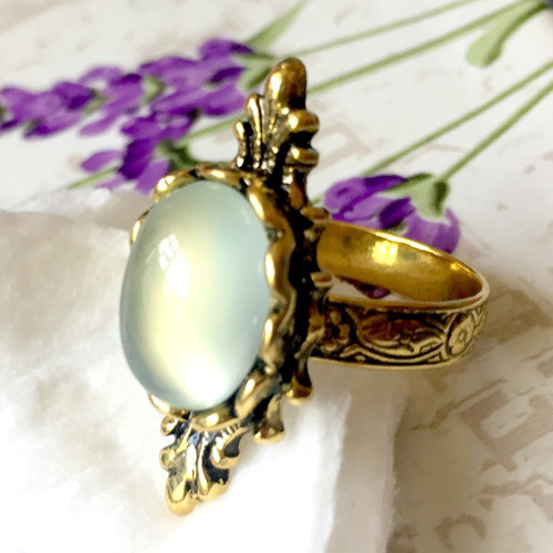 Barok. prsten aqua chalcedon starozlatý /0112 — foto 2