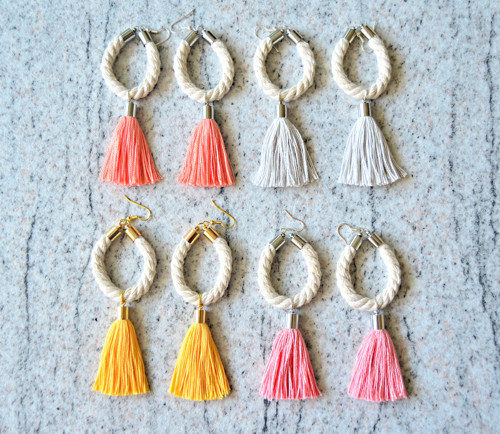 Visací náušnice SALMON TASSEL SILVER ROPE — foto 3