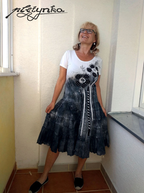 Pletynčiny černobílé šaty vel MSleva ze 1587,- — foto 2