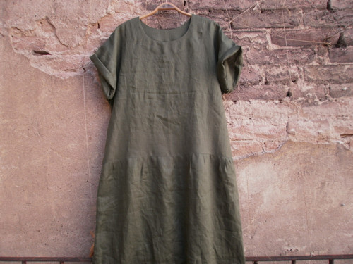 Lněné,dlouhé - khaki - na objednávku — foto 2