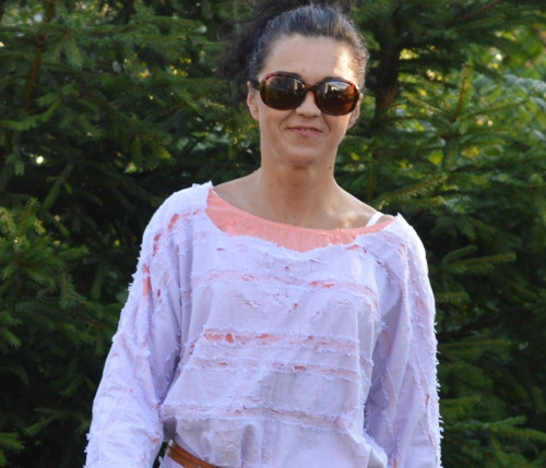 Dvojfarebné bavlnené letné šaty. — foto 2