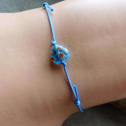 Náramek - Srdénko MILLEFIORI- vinuté perle — foto 3