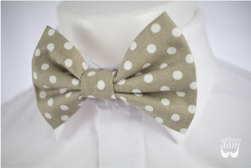 Pánský motýlek Lněný Polka Bejžec — foto 2
