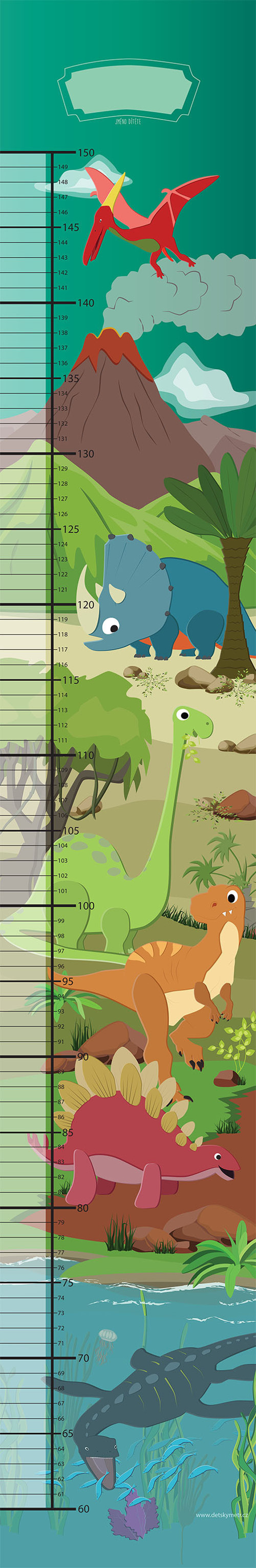 Dětský metr na zeď - DINOSAUŘI — foto 2