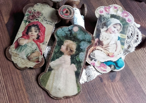 Špulky - vintage špulka plochá Děvčátko v šatech — foto 2