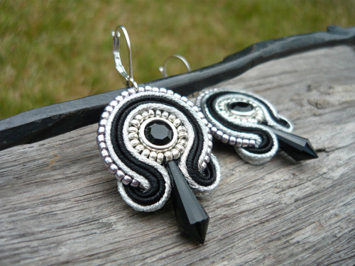 Soutache náušnice Black&Silver mini — foto 2