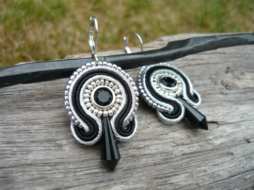 Soutache náušnice Black&Silver mini — foto 3