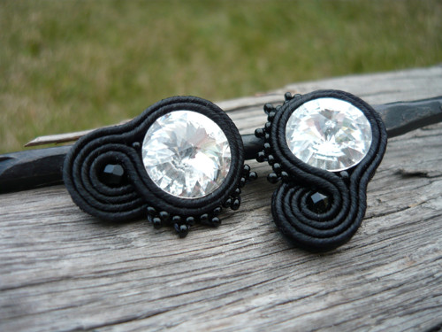 Soutache náušnice Black&Crystal...swarovski — foto 2