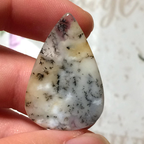 Dendritický opál kabošon slza (DO010, 28x19x2mm) — foto 2