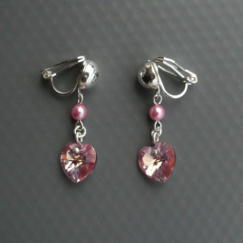 Light Rose AB Swarovski srdce - klipsy — foto 2