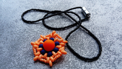 Náhrdelník Mandala Blue-Orange — foto 2