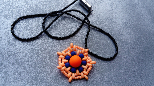 Náhrdelník Mandala Blue-Orange — foto 3