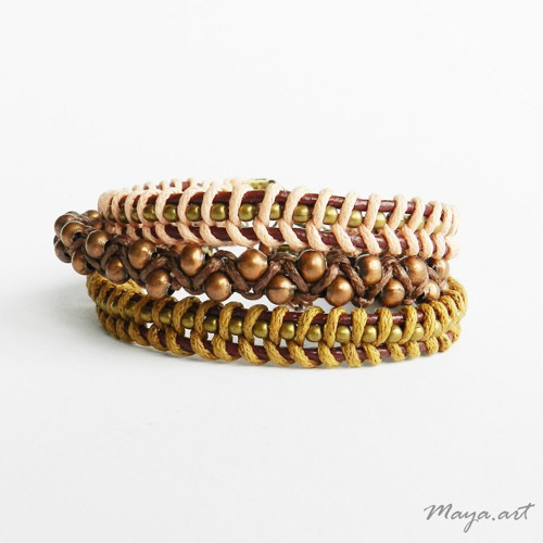 Hnědo-červený náramek WRAP BRACELET — foto 2