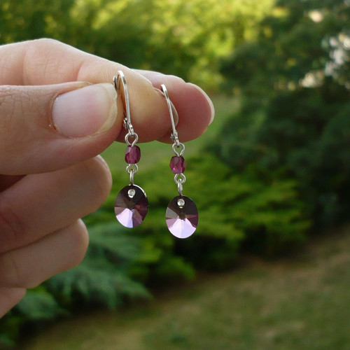 Crystal Lilac Shadow Swarovski oválek - náušnice — foto 3