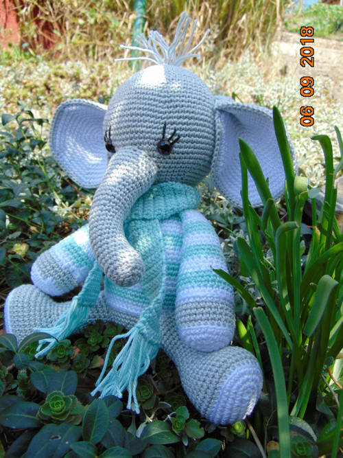 Slon v pruhovaném svetru — foto 2