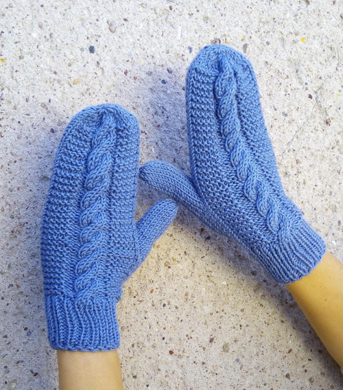 Dámské palčáky MODRO-ŠEDÉ 50% merino — foto 2