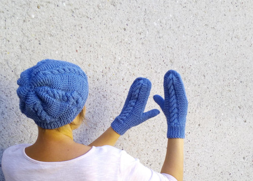 Dámská čapka MODRO-ŠEDÁ 50% merino — foto 3