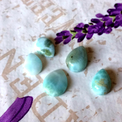 Larimar kabošon slza/13x8x2mm — foto 2