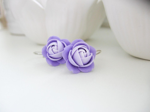Violet bloom, sada visací náušnice a náhrdelník — foto 2