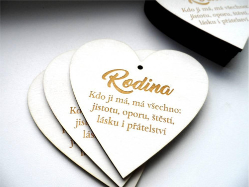 Rodina - dřevěné srdce bílé — foto 2