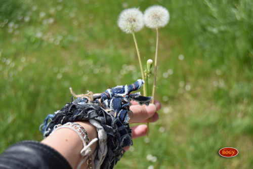 ZeroWaste recy háčkovaný riflový náramek 050 — foto 5