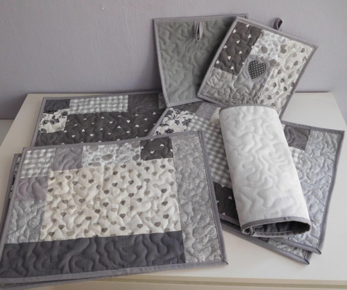 Šedobílý patchwork - chňapka/podložka — foto 3
