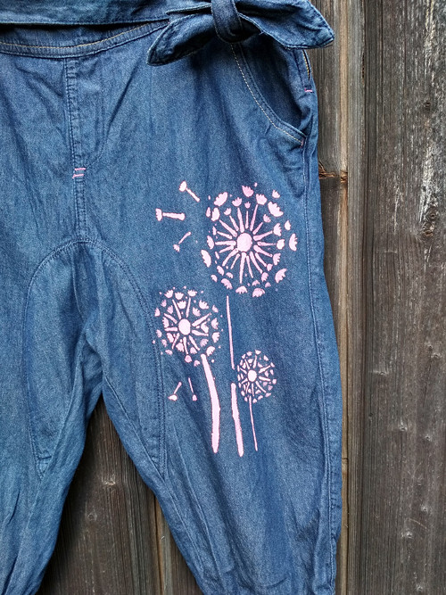 Harémky denim -pampelišky pink — foto 5