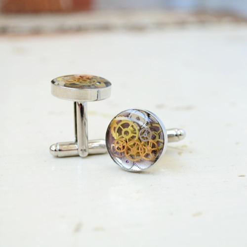 Manžetové Knoflíčky -Steampunk - Čiré Iv — foto 2