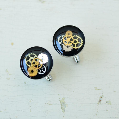 Manžetové Knoflíčky -Steampunk - Čiré Iv — foto 5