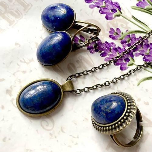 Set šperků s lapisem lazuli bronz /0078 — foto 2