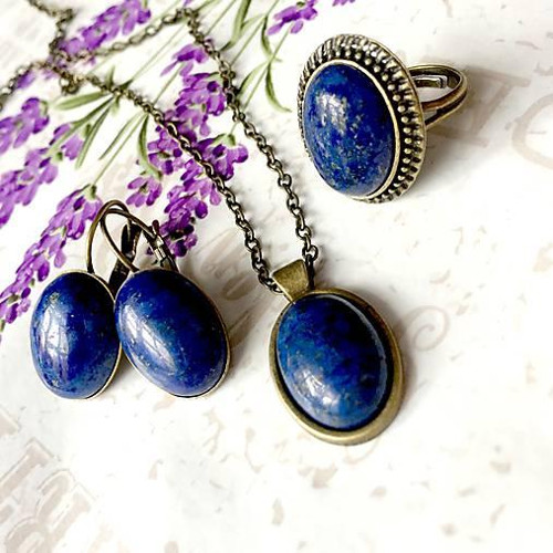 Set šperků s lapisem lazuli bronz /0078 — foto 3