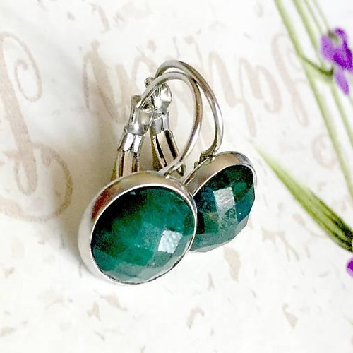 Visací náušnice brouš. smaragd chirurg. ocel /1001 — foto 4