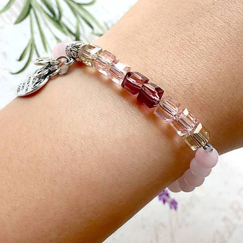 Elastický náramek růženín, swarovski /1029 — foto 5