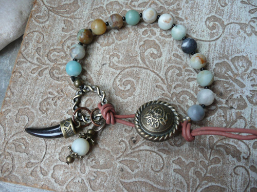 Amazonitový Boho S Kůží — foto 3