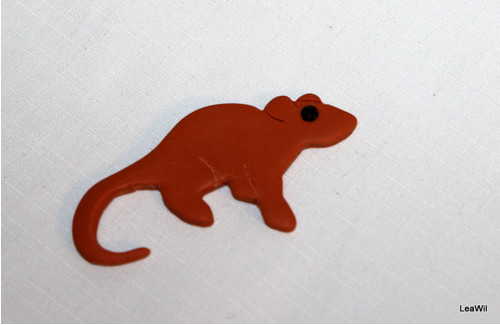 Myška/potkánek - fimo - dwarf oranž. dark ruby oči — foto 2