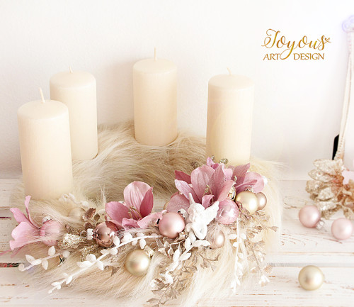 Něžný adventní kožešinový věnec — foto 3
