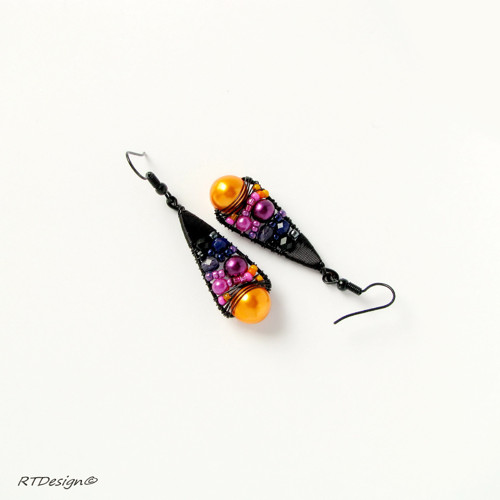 Náušnice Black Treasure Orange & Purple — foto 4