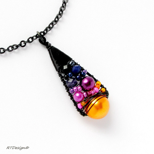 Náušnice Black Treasure Orange & Purple — foto 5